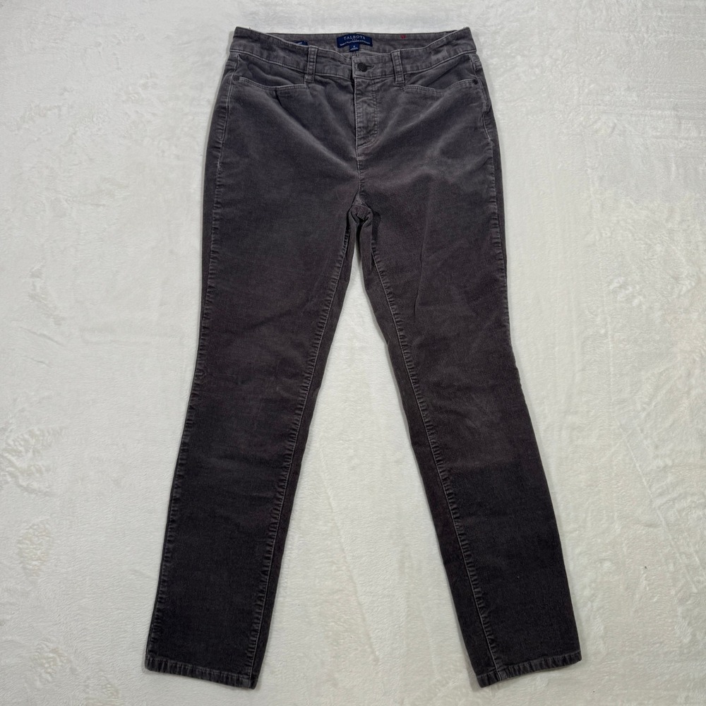 Talbots Corduroy Pants Womens 8 Grey Simply Flattering Straight Leg 5-Pocket Mid